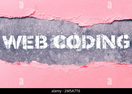 Sign displaying Web Coding. Internet Concept work involved in developing a web site for the Internet Stock Photo