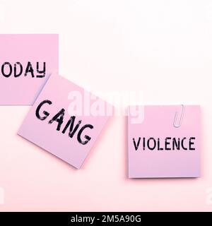 Inspiration showing sign Gang Violence. Concept meaning infringement of the laws caused by group of criminals and gangsters Stock Photo