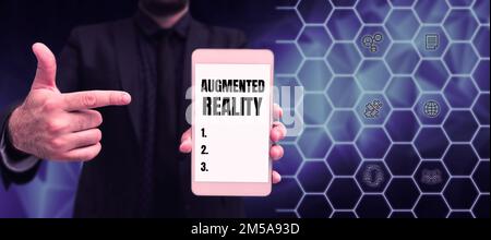 Text caption presenting Augmented Reality. Internet Concept technology that imposes computer image on the real world Stock Photo