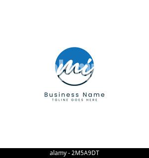 M I MI Initial letter handwritten and signature vector image template in round shape logo Stock Vector
