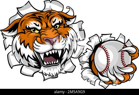 Tiger Baseball Ball Animal Sports Team Mascot Stock Vector