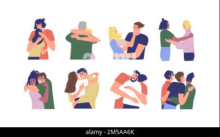 cartoon people hugging