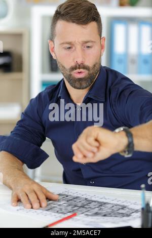 man worker during time management Stock Photo