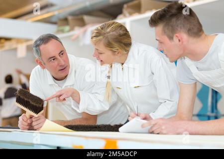 portrait of painter with apprentice Stock Photo