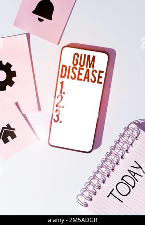 Text caption presenting Gum Disease. Business showcase Inflammation of the soft tissue Gingivitis Periodontitis Stock Photo