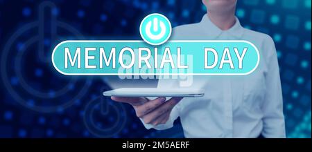 Writing displaying text Memorial Day. Business overview To honor and remembering those who died in military service Stock Photo