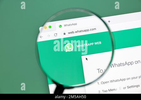 Ostersund, Sweden - Nov 20, 2022: Whatsapp Web homepage on a computer screen. Whatsapp is one of the most popular messangers. Stock Photo