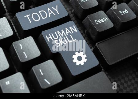 Writing displaying text Human Skill. Business idea involve the ability to work well with other people individually Stock Photo