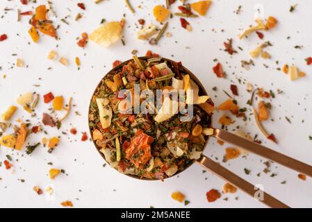 Soffritto Seasoning on a Teaspoon Stock Photo