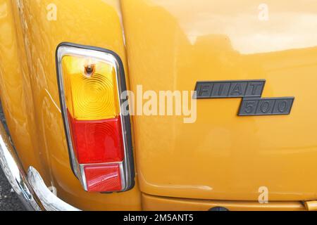 Fiat 500, Classic car closeup, Italy Stock Photo