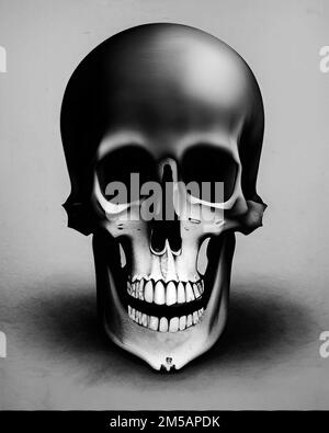 Dark skull with a shadow around it, spooky illustration. Death concept Stock Photo