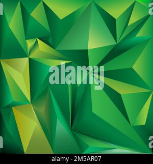 Abstract green triangular background; geometric pattern with green and yellow gradient; Stock Vector