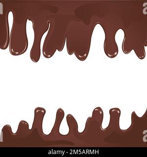 Melted chocolate vector with white background; design of melting chocolate with space for words; Stock Vector