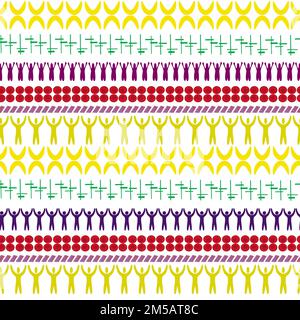 seamless pattern with abstract human silhouettes and geometric shapes Stock Vector