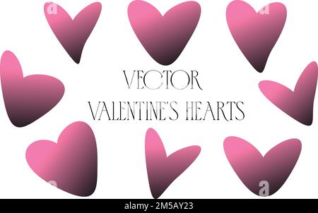 Vector gradient hearts set. Design element for Valentines Day, wedding, birthday card etc. Stock Vector