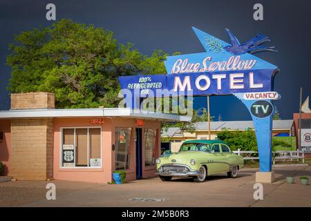 The Blue Swallow Motel, built in 1939, still operates on historic Route