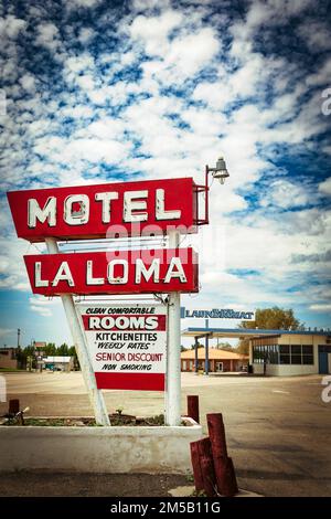 The La Loma Motel on historic Route 66 in Santa Rosa, New Mexico. Stock Photo