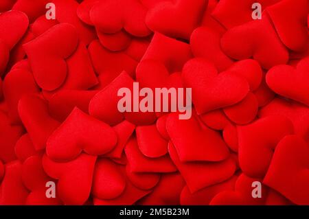 Valentine's day many red silk hearts background template for design, border  frame on white paper with copy space, love concept, top view Stock Photo -  Alamy