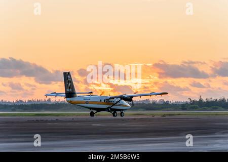 The Army Golden Knights jump aircraft, the UV-18 Viking Twin Otter, taxis during training in Homestead, Florida on 18 Feb. 2022.  USAPT is conducting their annual certification cycle for the upcoming show season. Stock Photo