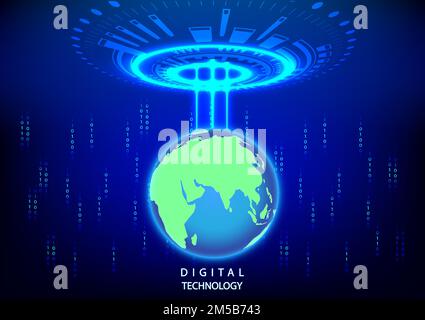 abstract background world global with text BIG DATA, concept hitech technology data information, vector illustration Stock Vector