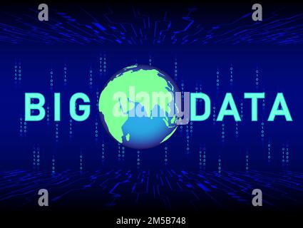abstract background world global with text BIG DATA, concept hitech technology data information, vector illustration Stock Vector