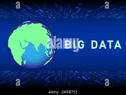 abstract background world global with text BIG DATA, concept hitech technology data information, vector illustration Stock Vector