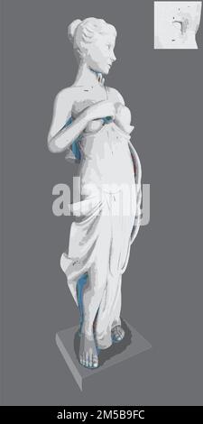 Ancient Statue Of Woman Silhouettes Vector. Illustration Isolated On Grey Background. A Vector Illustration Of Antique Statue. Stock Vector