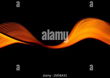 Abstract technology banner design. Digital neon lines on black background. Stock Photo