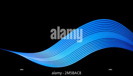 Technology banner design. Abstract neon waves on black background. Stock Photo