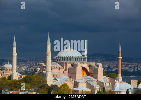 Approaching Storm, Hagia Sophia Grand Mosque, 360 AD, UNESCO World Heritage Site, Istanbul, Turkey Stock Photo