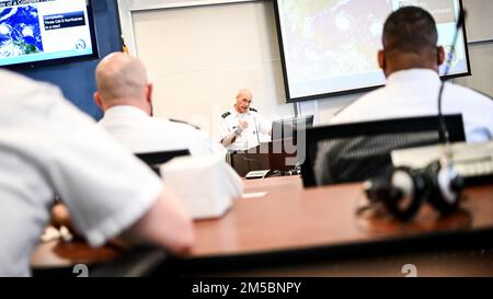 Inter-American Defense College Leadership Welcomes Army War College Students for a visit to the IADC on Fort Lesley J. McNair, Washington, D.C., Feb. 23, 2022. During the visit the students were briefed by leadership and received an orientation class by a college faculty member. Stock Photo