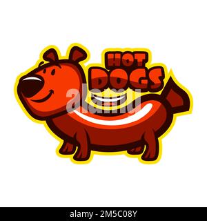 Funny character hot dog logo Stock Vector
