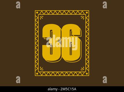 Number 36 in retro rectangle frame design Stock Vector