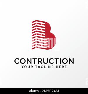 Simple and unique letter or word B font with brick contruction graphic icon logo design abstract concept vector stock. related to initial or building Stock Vector