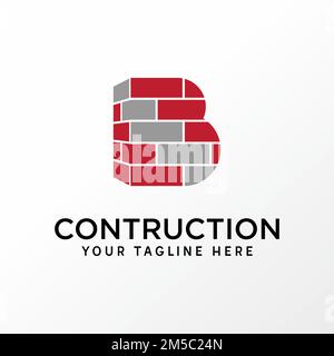 Simple and unique letter or word B font with brick contruction graphic icon logo design abstract concept vector stock. related to initial or building Stock Vector