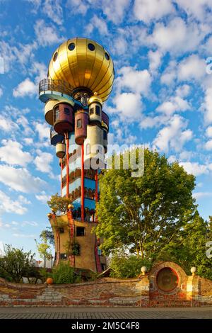 Work of art, Kuchlbauer Tower, also Hundertwasser Tower, 34, 19 metres high, completed in 2010, designed by Friedensreich Hundertwasser, executed by Stock Photo