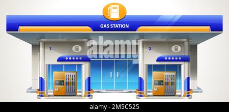 Gas station. Detailed vector illustration eps 10. Stock Vector