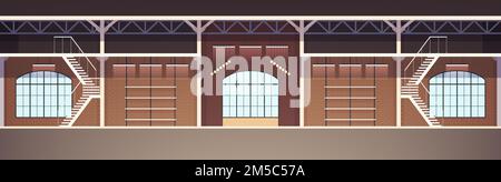 Interior design in loft style. Empty studio apartment. Vector illustration Stock Vector