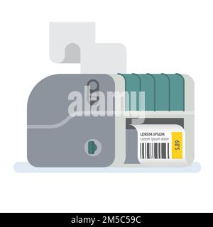 Bar code printer Label printer Vector icon illustration Stock Vector