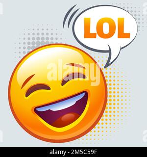 Emoticon laughing out loud. LOL vector sign. Stock Vector