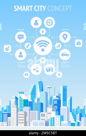 Smart city concept infographics. Vector illustration Stock Vector