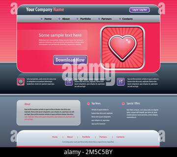 Web site design template. Valentine template. Stock Vector