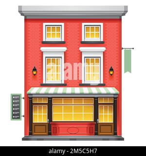 Facade of a coffee shop store or cafe. Vector eps 10. Stock Vector