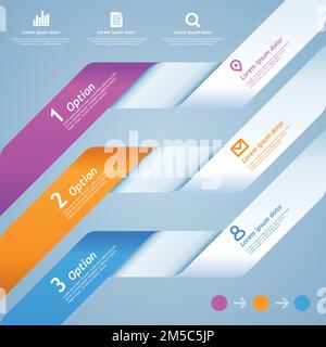 Infographics. Modern soft color design template.  Numbered banners. Stock Vector