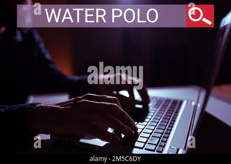 Sign displaying Water Polo. Business overview competitive team sport played in the water between two teams Stock Photo