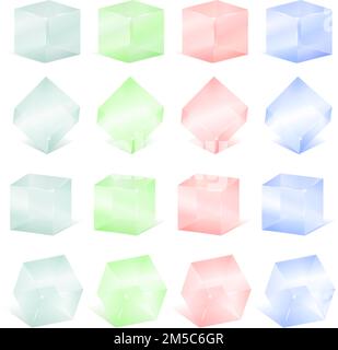 Set of transparent glass cubes, vector eps10 illustration Stock Vector