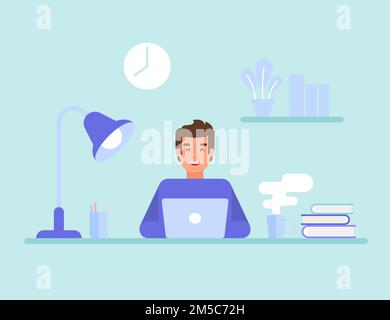 Programmer or web engineer at work. Programmer programming web site landing page template. Flat vector illustration can use for web banner, infographi Stock Vector