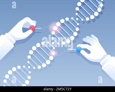 Genetic engineering. Gene editing tool CRISPR CAS9. Vector illustration Stock Vector