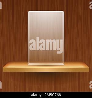 vector wooden shelf with empty glass box Stock Vector