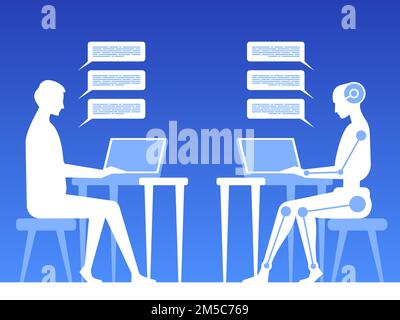 Free bot. Virtual robot assistance of website or mobile applications. Artificial intelligence. Concept flat vector illustration Stock Vector